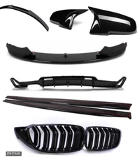 BMW F32 F33 F36 4 SERIES FRONT SPLITTER LIP DIFFUSER GLOSS V STYLE SIDES GRILLES