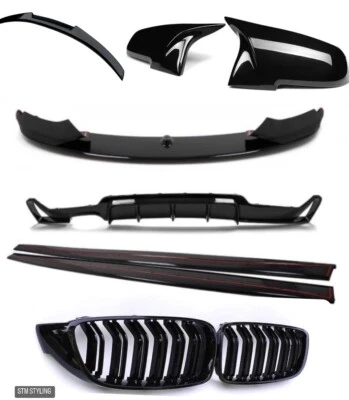 STM DIFUSOR LABIAL DIVISOR DELANTERO BMW F32 F33 F36 SERIE 4 BRILLO ESTILO V REJILLAS LATERALES