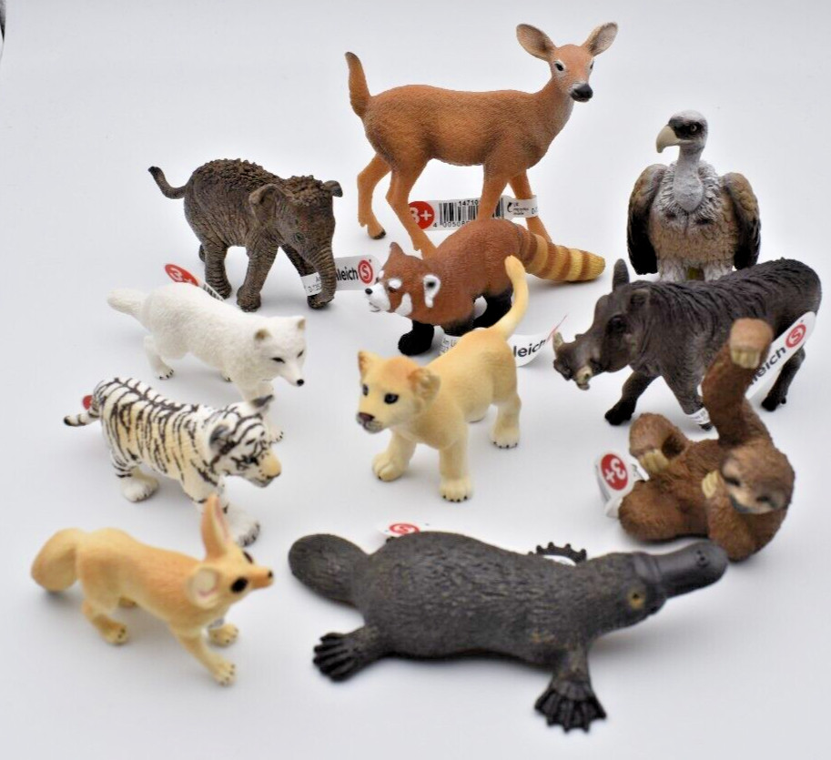 Schleich Wild Life lot with 11 different Animals. Baby Lion,