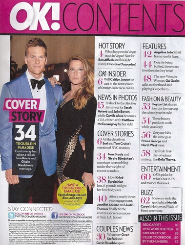 OK! August 24 2015 Tom Brady Gisele Bundchen Jennifer Aniston Khloe Kardashian - Picture 2 of 3