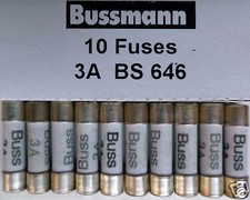 10 X 3A CERAMIC FUSE FOR USE WITH ADAPTORS DIMMERS SHAVERS EFS031 BS646 5 X 20MM