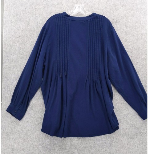 Woman Within Button Down Pintuck Flannel Blouse Long Sleeve Top Size 1X - Picture 7 of 9