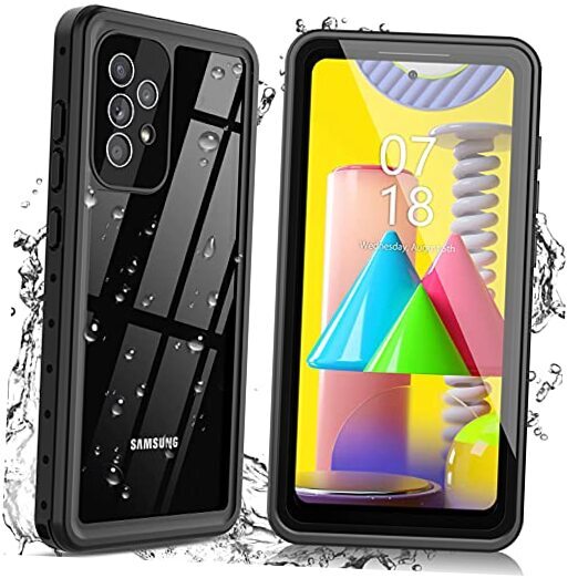 for Samsung galaxy A52 Case, A52 Waterproof Case Built-in Screen black