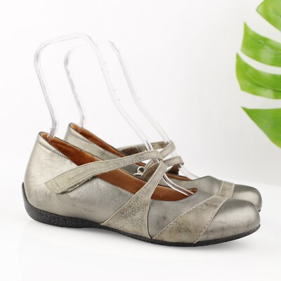 Ziera Womens Xray Mary Jane Shoe Size 42 11.5 WIDE Silver Leather