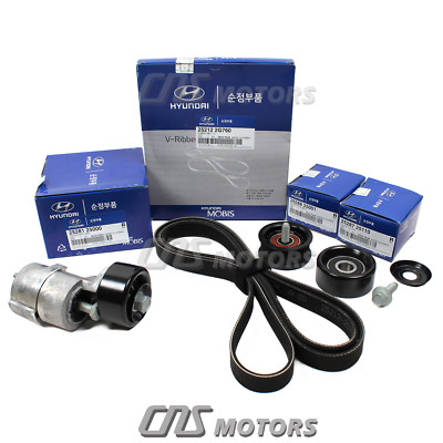 Kit genuino de correa en V, tensor y polea loca para Hyundai Kia 2.0L 2.4L 11-14