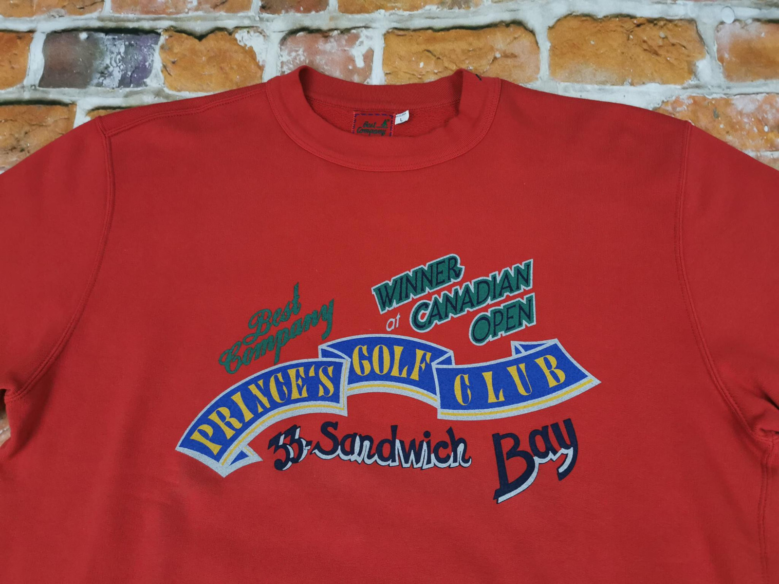 BEST COMPANY Vintage Pullover Red Cotton Blend Regular Fit Size L NEW image 2