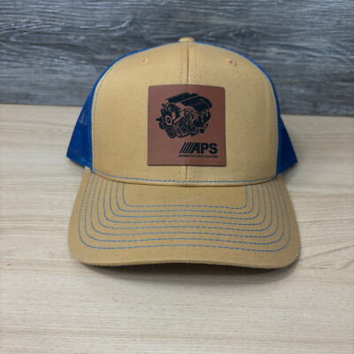 APS Automotive Parts Solutions Hat Cap Snapback Brown Blue Motors Adjustable