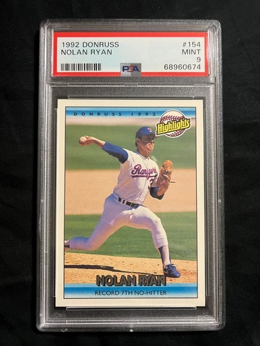 1992 Donruss Nolan Ryan Record 7th No- hitter #154 PSA 9 Mint