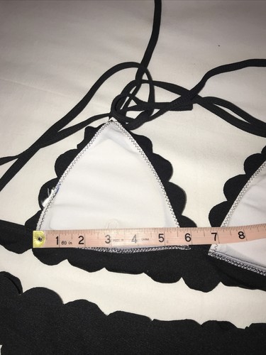 Zaful Swim Black Ruffled Edges Bikini Size M US 6 - Picture 11 of 12