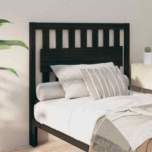 Bed Headboard Black 105.5x4x100 cm Solid Wood Pine