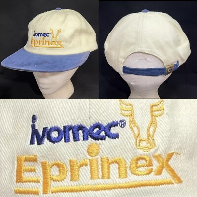 Vtg Ivomec Eprinex Strapback Hat Dewormer Company Logo Dairy Cattle Farmer Cap