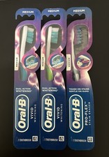 Lot of 3 Oral-B Vivid Whitening Manual Dual Action Whitening Toothbrushes Medium