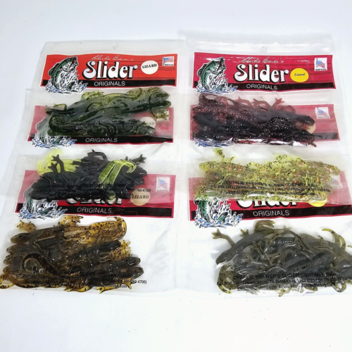Charlie Brewer's 4" Slider Lizard 8 sztuk pakiet do wyboru kolor wędkarstwo basowe - Zdjęcie 1 z 7