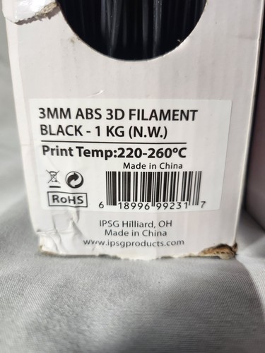 ¡Lote de filamento de impresora 3D interior! ¡3 rollos de 1 kg de 3 mm! ABS/PLA negro/blanco ¡Nuevo! - Imagen 2 de 4