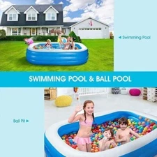 EXTRA LARGE Inflatable Pool 92 x56 x20" Swimming Pool for the Entire Family Blue
