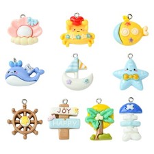 40pcs Ocean Theme Opaque Resin Pendants, Sea Animals Charms for DIY Jewelry