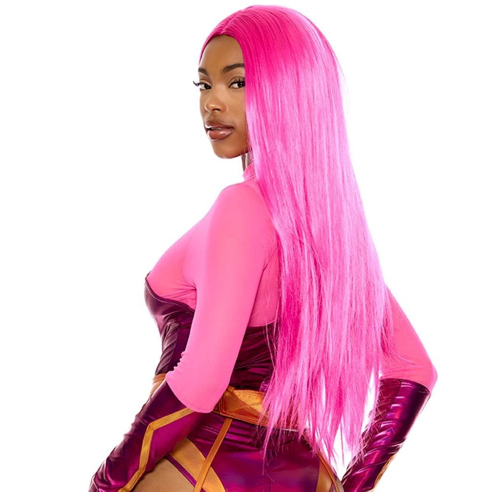 Peluca Larga Rosa Recta Parte Central Unisex Disfraz Fiesta Juegos con disfraces Anime 994828 Foto 4 de 4