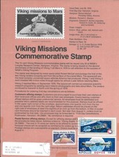 #1759 Viking Missions Stamp Poster- Unofficial Souvenir Page FD HC on 3 stamps