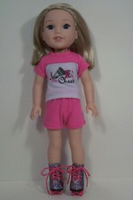 2pc CHEER Shirt w/Shorts Doll Clothes For Wellie Wisher Wishers 14" Debs 