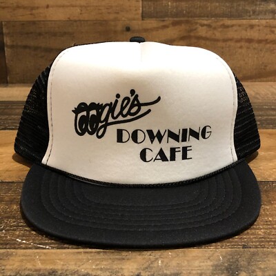 Vintage Oogies Downing Cafe Hat Snapback Trucker Cap Mens Black White READ