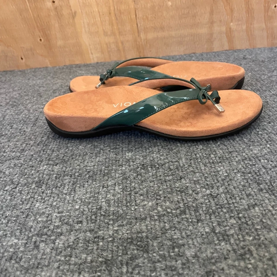 Vionic Green Patent Leather Sandal w Bow Bella Flip Flop Women's Size 7 Thong - Image 3 of 4