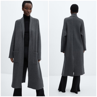 Mango Oversized Knit Coat with Pockets Size S