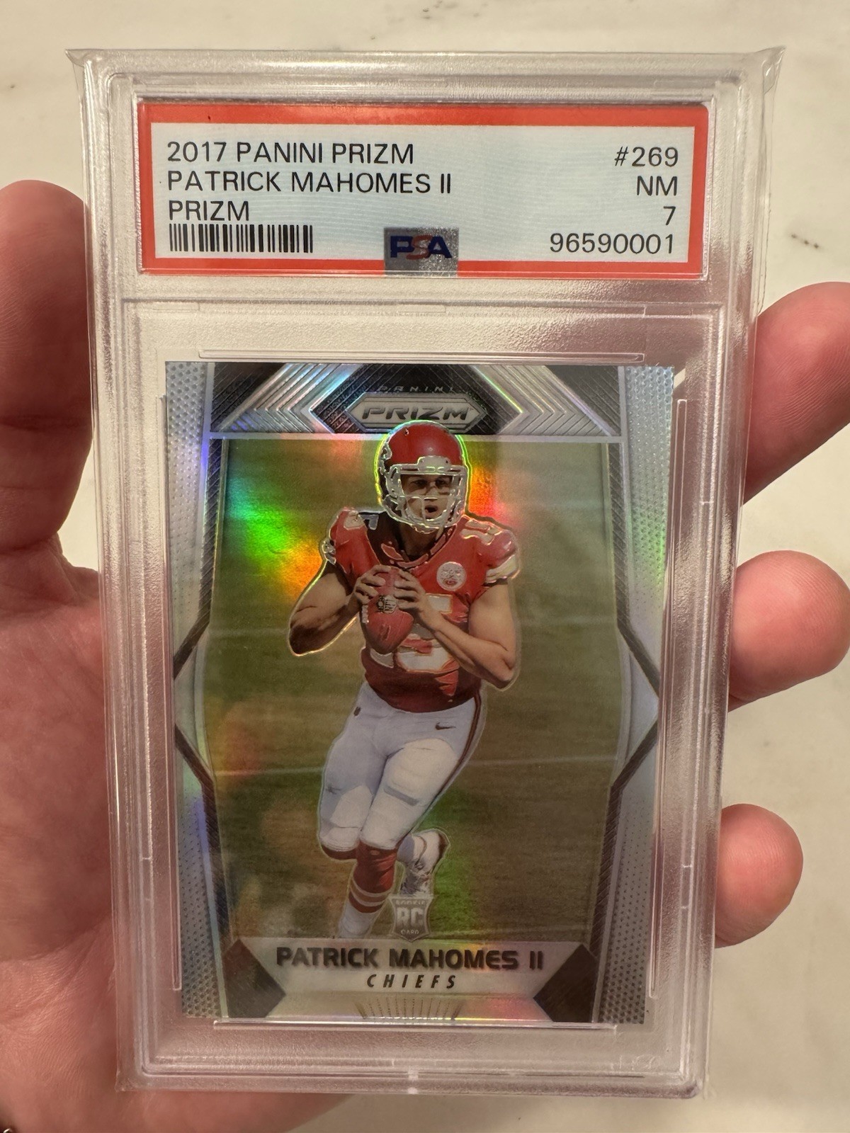 2017 Panini Prizm Patrick Mahomes II #269 Rookie Silver Prizm PSA 7 Chiefs