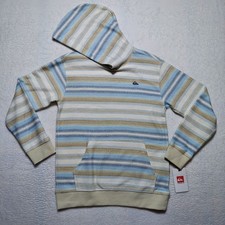Quiksilver Hoodie Boys Size M 10/12 Blue Tan New Striped Moonshine QSFIB70F-109