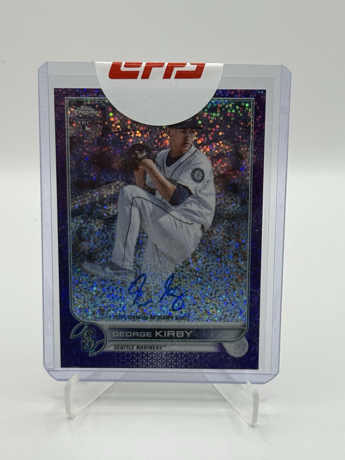 2022 Topps Chrome - Rookie Auto George Kirby Purple Speckle Refractor 148/299