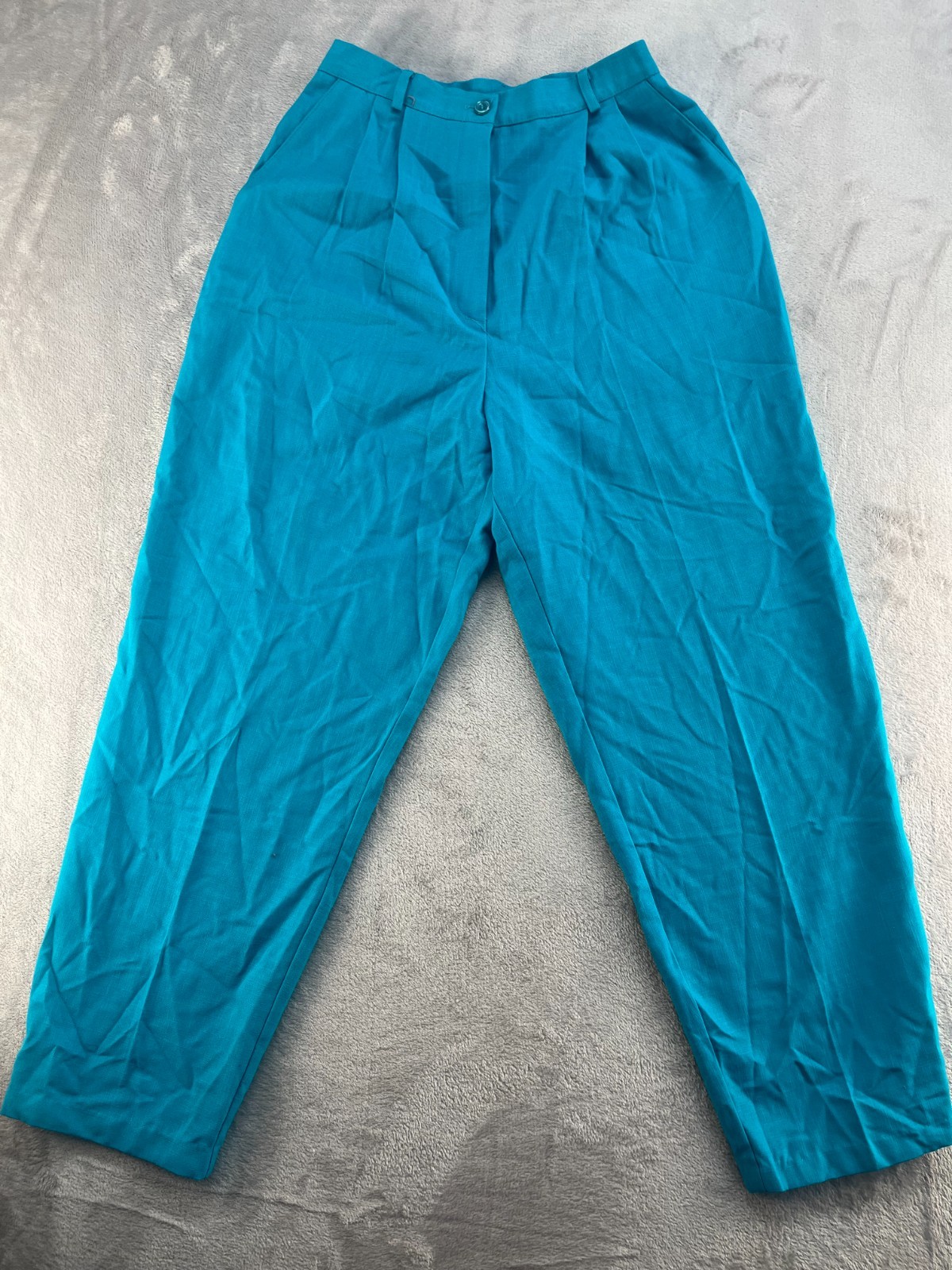 Southern Lady High Rise Pants Womens 8 Petite Blue Pleated Casual Vintage