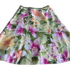 Talbots 6P Floral Print A-line Skirt Petite Cotton Silk A-Line Spring Easter