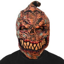 HOTTERCOS Halloween Scary Pumpkin Head Mask Creepy Standard, Orange