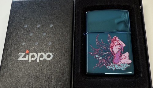 ZIPPO 2008 FLUTTERING FAIRY SAPPHIRE BLUE LIGHTER UNFIRED IN BOX D279 - Picture 4 of 6