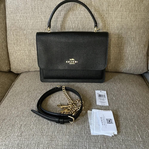 Borsa a mano Coach Klare tracolla grana manico superiore CY686 IM nera