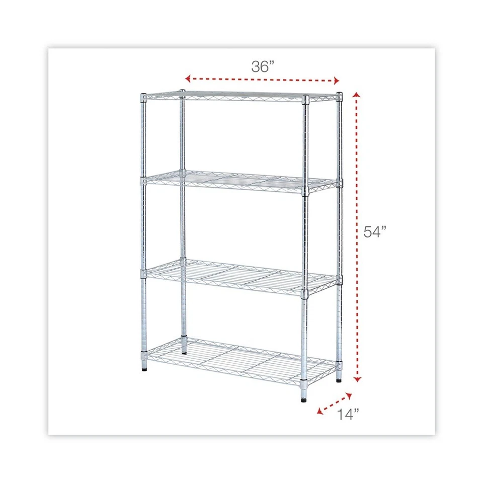 Alera SW843614SR 36 x 14 x 54 4-Shelf Residential Wire Shelving - Silver New - Image 2 of 4
