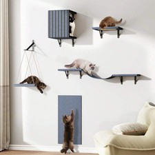 5 Pcs Wall Mounted Cat Furniture Set Climber House Bridge Steps