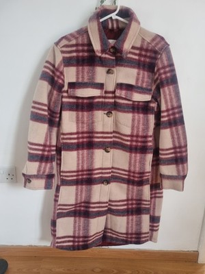 Stylisches Damen Winter H&M Karo Shacket Mantel Größe S P2P 22''
