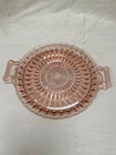 Vintage Jeannette WINDSOR Diamond Pink Depression 12.5 in. Handled Cake Platter