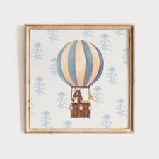 Watercolor Blue Hot Air Balloon Print Instant Wall Art Trendy Poster Unframed