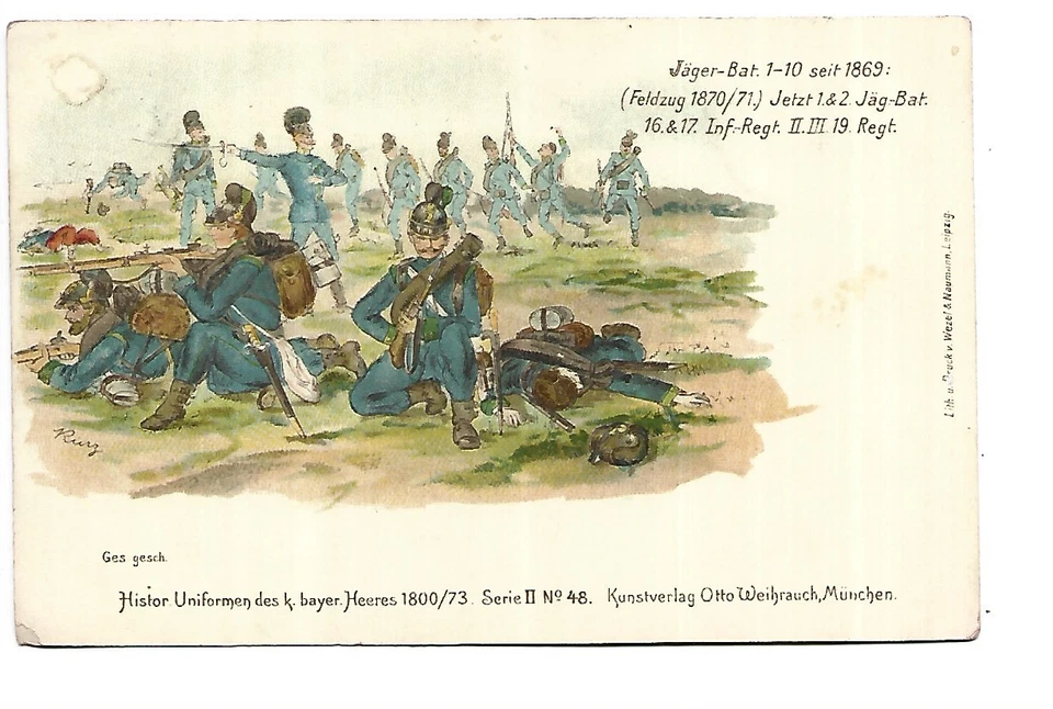 ALLEMAGNE HISTOR UNIFORMEN DES BAYER HEERES 1800/73 JAGER-BAT 1869 - Photo 1/1
