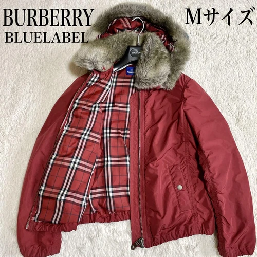 Giacca Burberry Blue Label 2way pelliccia check rossa taglia 38 M autentica dal Giappone