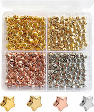 400 Pcs Star Beads 6Mm Gold Star Beads Metal Stars Beads for Crafts DIY Stars Ch