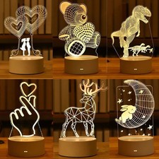 3D Night Lamp USB Neon Home Bedroom Christmas Wedding Gifts