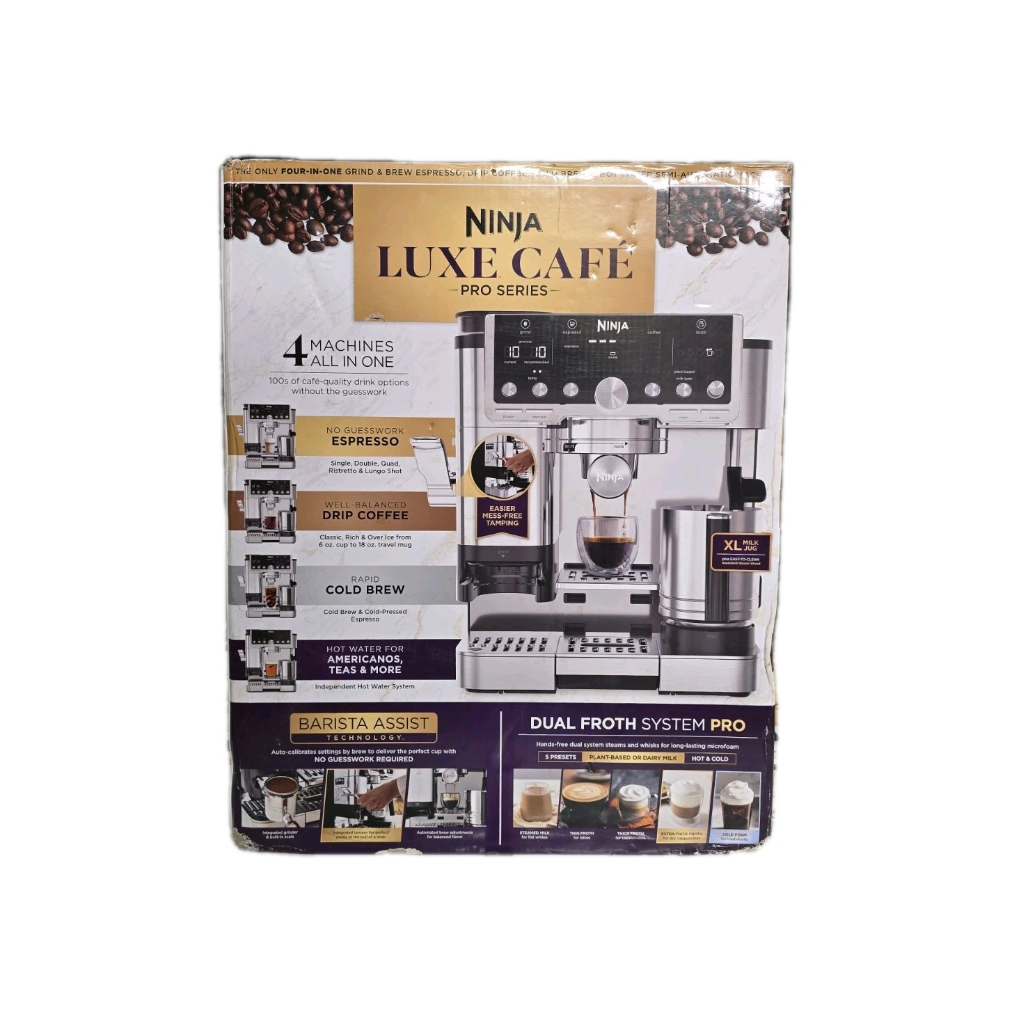 Ninja Luxe Cafe Pro Series Espresso, Drip, BUILT IN Grinder & Frother, ES701 NEW