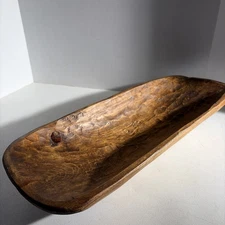 Hand Carved Primitive Wooden Centerpiece Dough Bowl Farmhouse Decor Mexico 22”