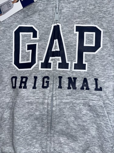 NWT Boys Grey GAP Full Zip Hoodie Jacket Medium 8 - Picture 2 of 2