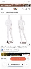 White Female Mannequin Full Body – 177cm Display Model, Metal Base