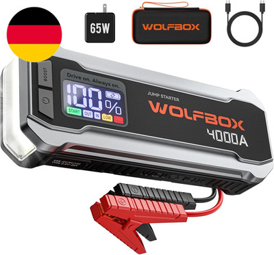 WOLFBOX 4000A Starthilfe Für 12V Fahrzeuge, Bis Zu 10L Benzin / 10L Diesel