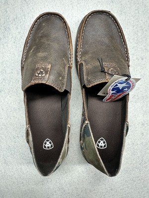 Ariat Cruiser Men 8EE Brown Leather Slip On Camo Heel Casual Loafer Shoe Ariat Men main image 2