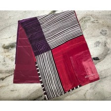 AK Anne Klein Vintage 100 Silk Scarf Geometric Print Black Purple Red